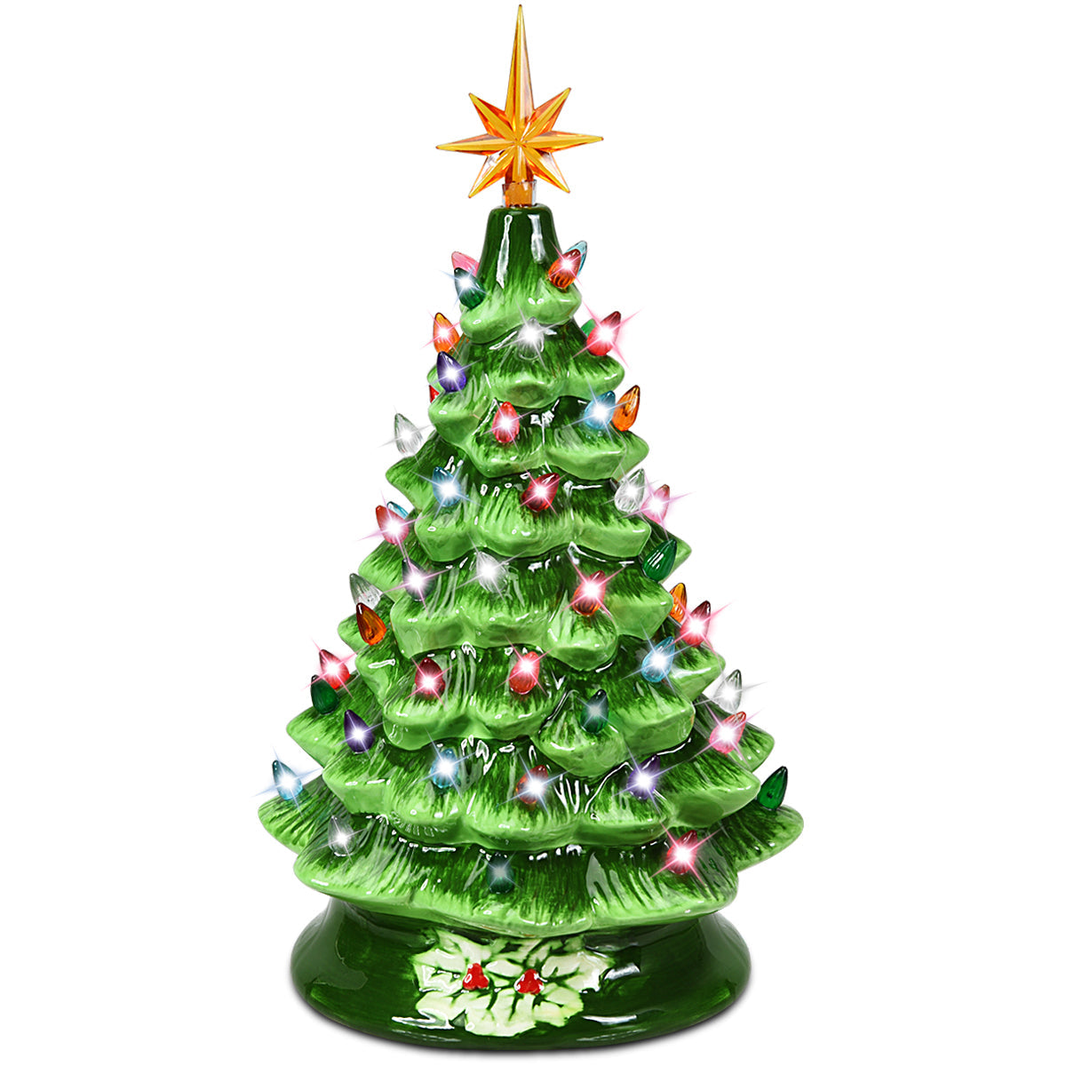 15''Pre-lit Hand-Painted Ceramic Tabletop Christmas Tree