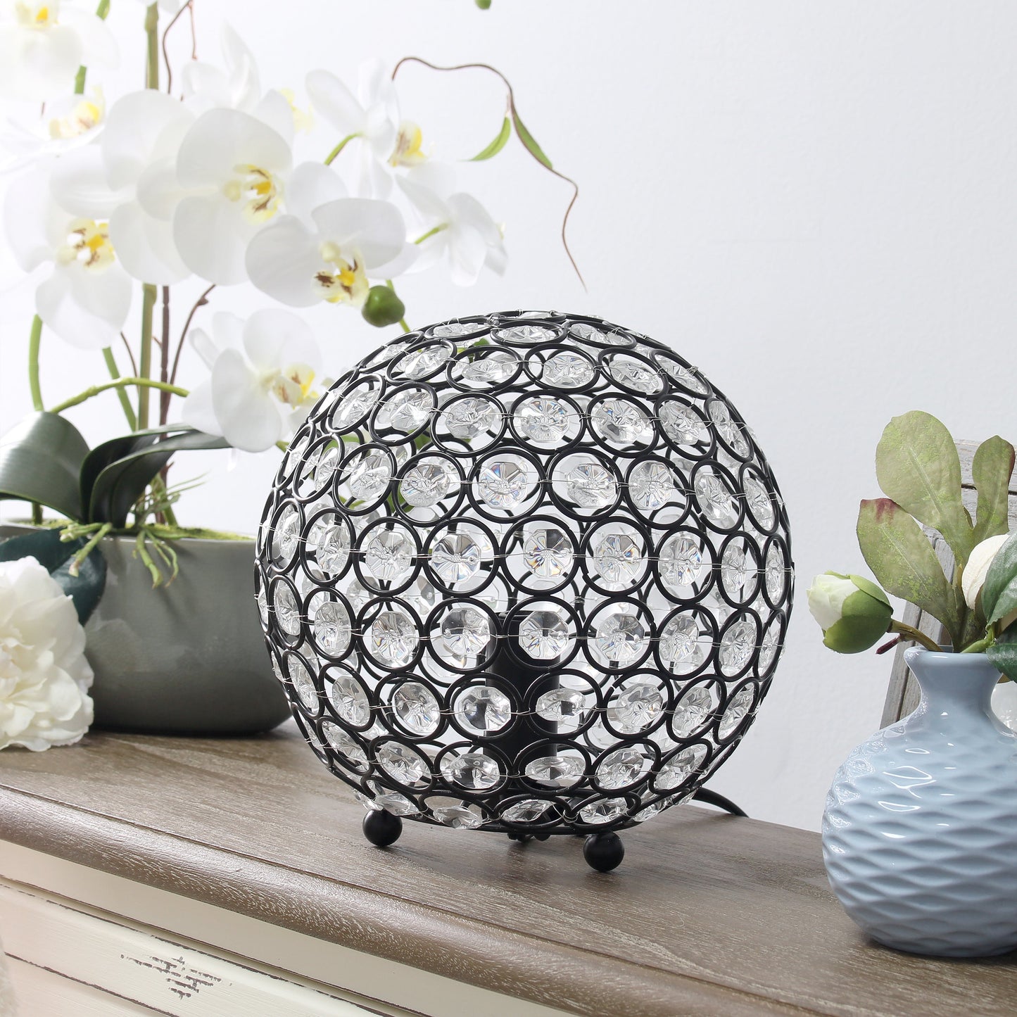 Elegant Designs Elipse 8 Inch Crystal Ball Sequin Table Lamp
