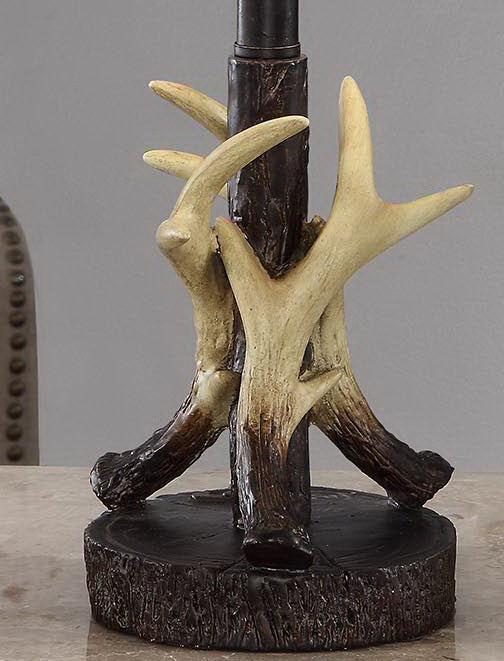 Rustic Deer Antler Accent Lamp, Dark Brown Wood tone