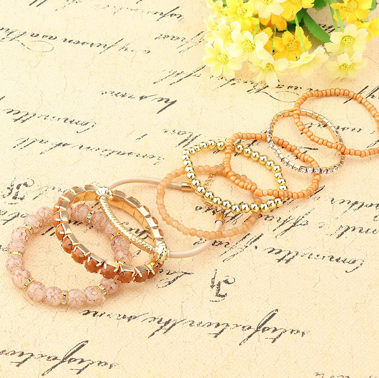 2-4 Sets Beaded Stackable Aesthetic Stretch Multilayered Bohemian Bracelets Set