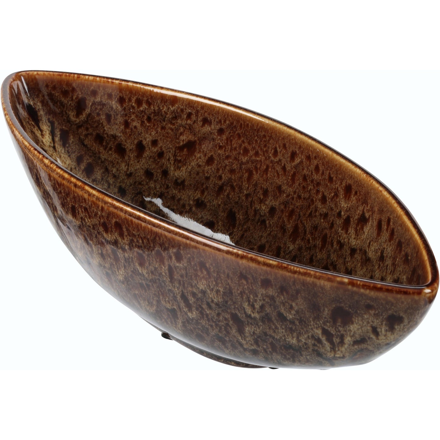 Ceramic Peacock-Feather Pattern Oval Bowl for Home Decoration