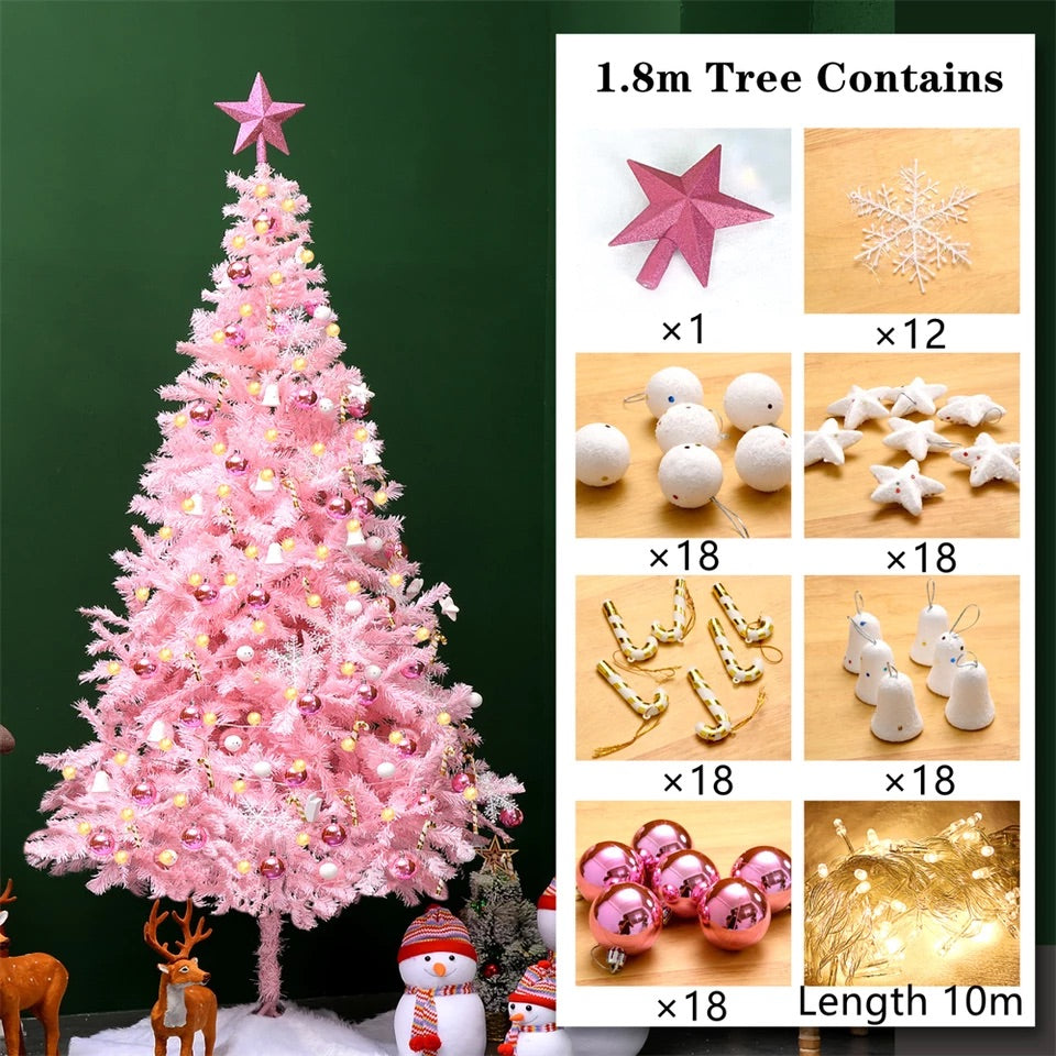 7ft Premium  Artificial Pre-Lit Christmas Tree w/  Ornaments & Star Topper