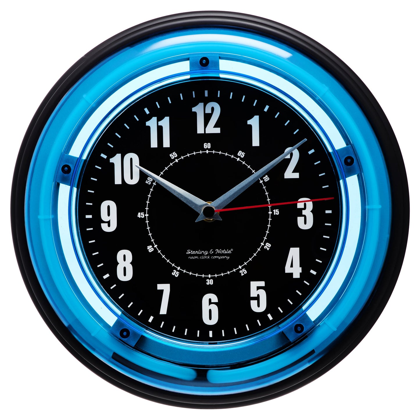 11" Vibrant Blue Neon Analog Wall Clock
