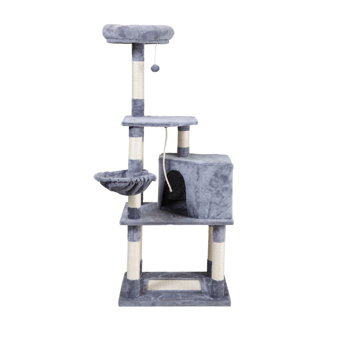 60.7" Cat Tree Scratching Post Tower Condo, Gray