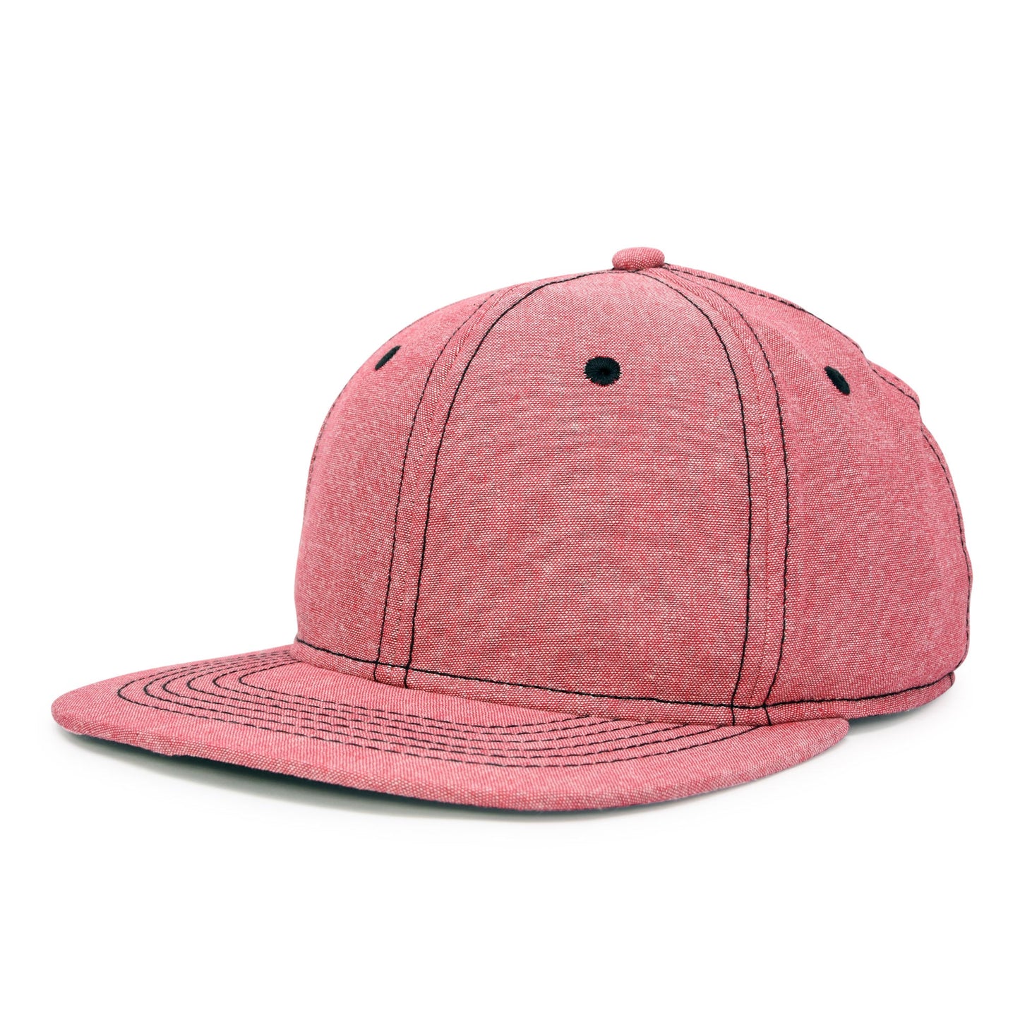 Men's Premium Flat Bill Snapback Chambray Hat 6 Panel Cap