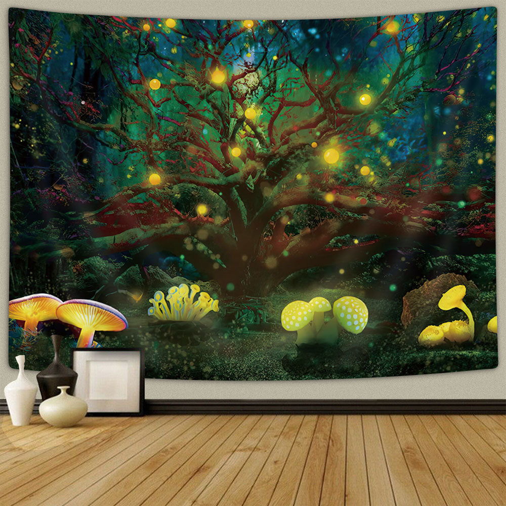 Blacklight Fantasy Forest Tapestry  60X40"