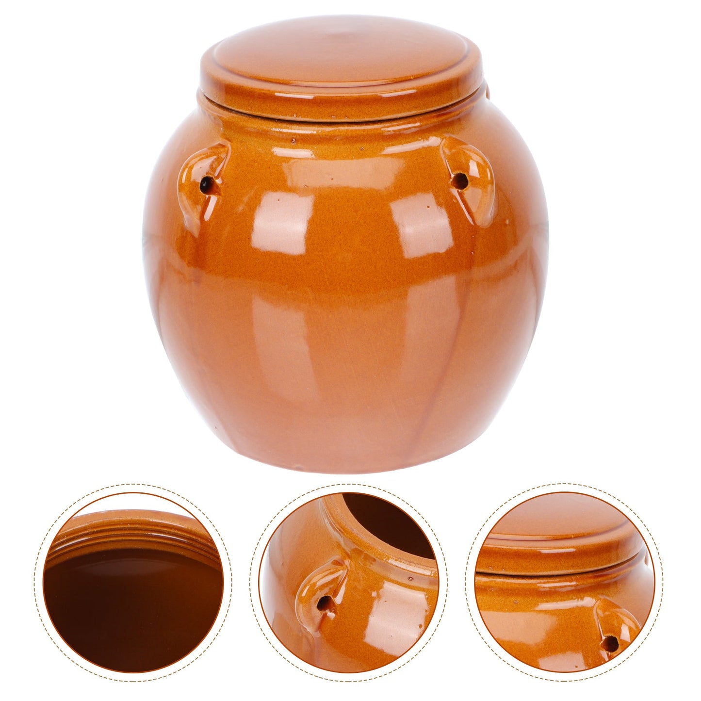 1Pc Ceramic Pickle Jar Dried Food Storage Tank w/ Lid