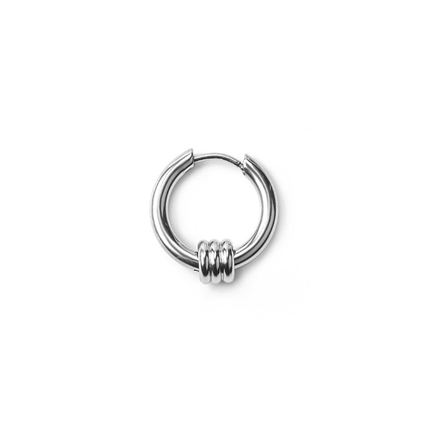 Small Hoop Punk Earrings for Men/ Women 14k White Gold Plated