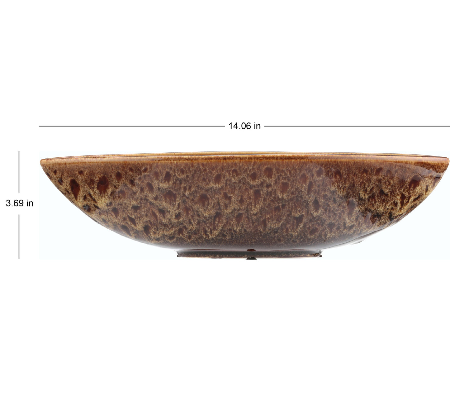 Ceramic Peacock-Feather Pattern Oval Bowl for Home Decoration