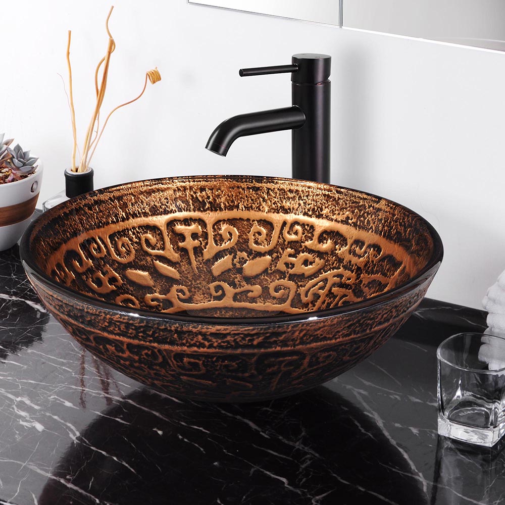 Bathroom Tempered Glass Round Vessel Sink