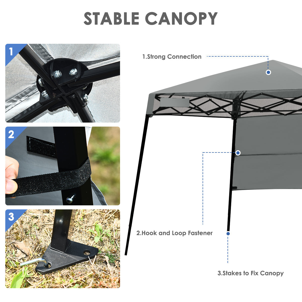 7' x 7' Gray Pop-up Outdoor Canopies