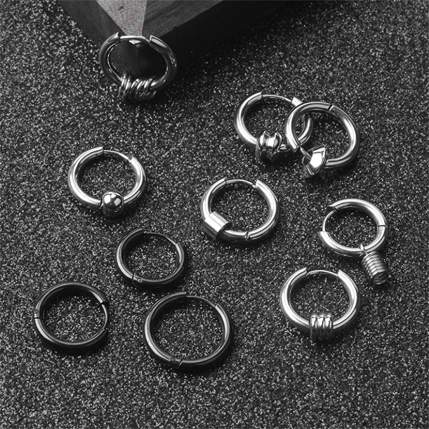 Small Hoop Punk Earrings for Men/ Women 14k White Gold Plated