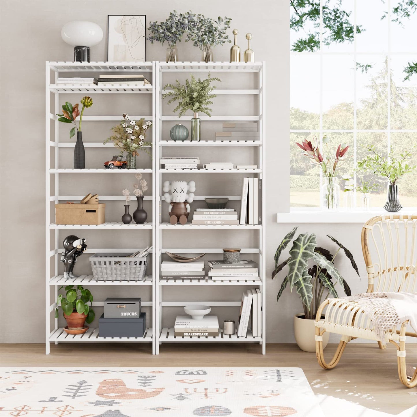6-tier Tower Bamboo  Shelf  Bookcase