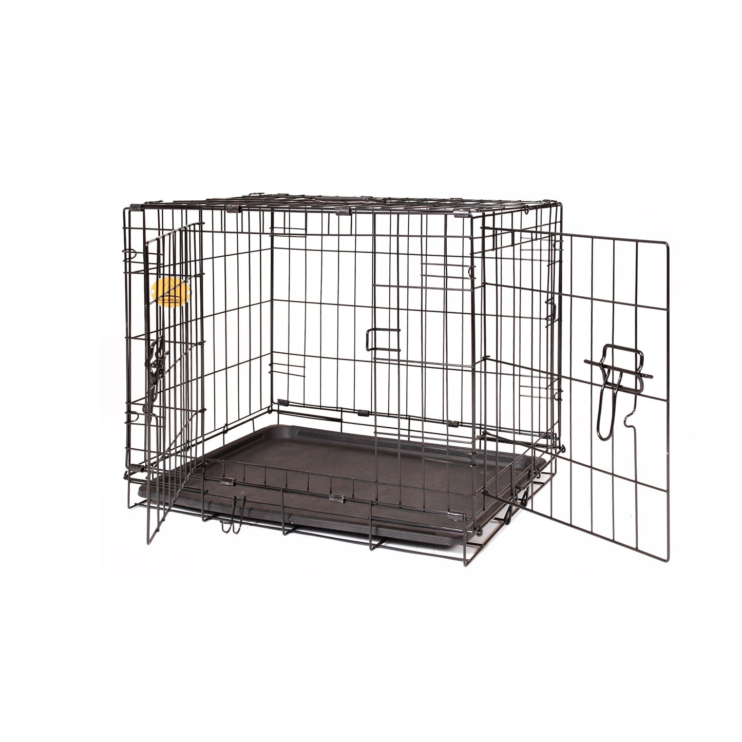 Double Door Folding Wire Dog Crate, Black