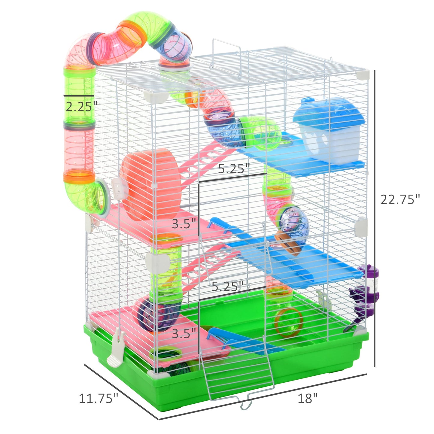 5-Level Hamster & Gerbil Cage Habitat Kit w/ Exercise Wheel & Play Tubes