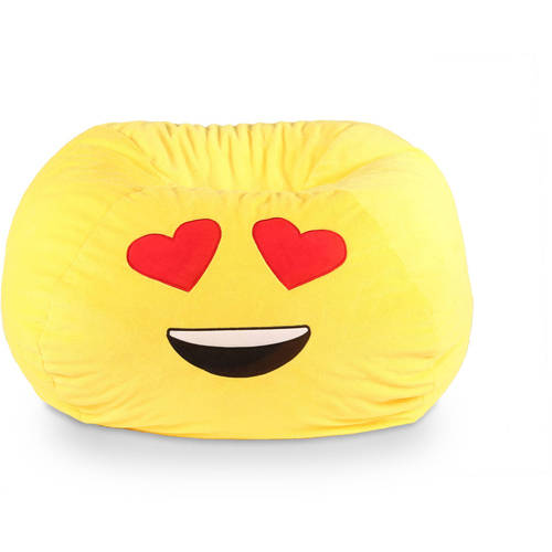 GoMoji Yellow Love Polyester Bean Bag Chair - 28" x 28" x 14"