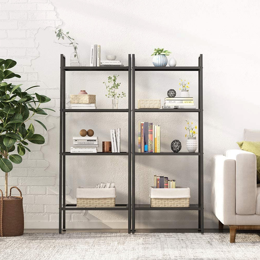 4 Tier Metal Leaning Ladder Shelf Bookcase
