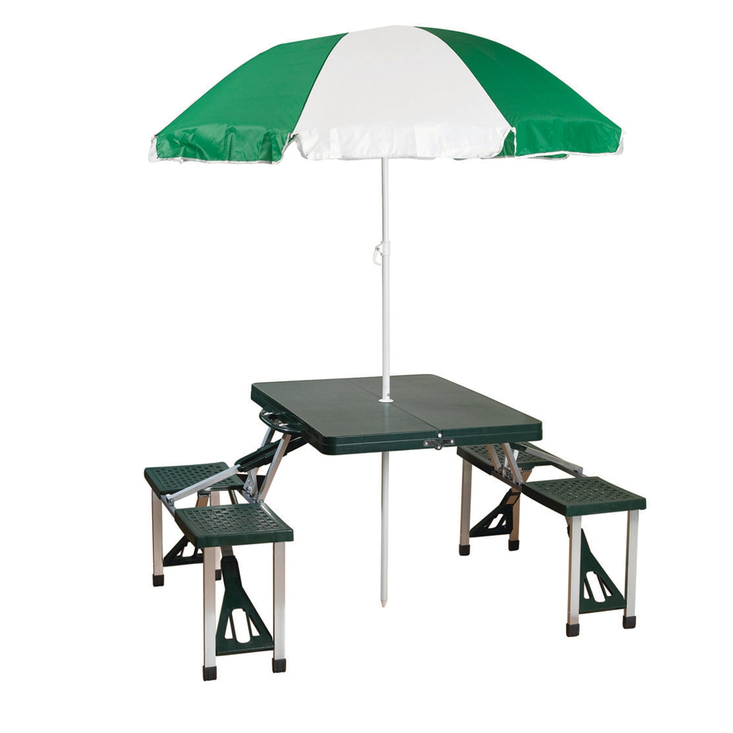 Folding Picnic Table w/ Umbrella, Aluminum Frame
