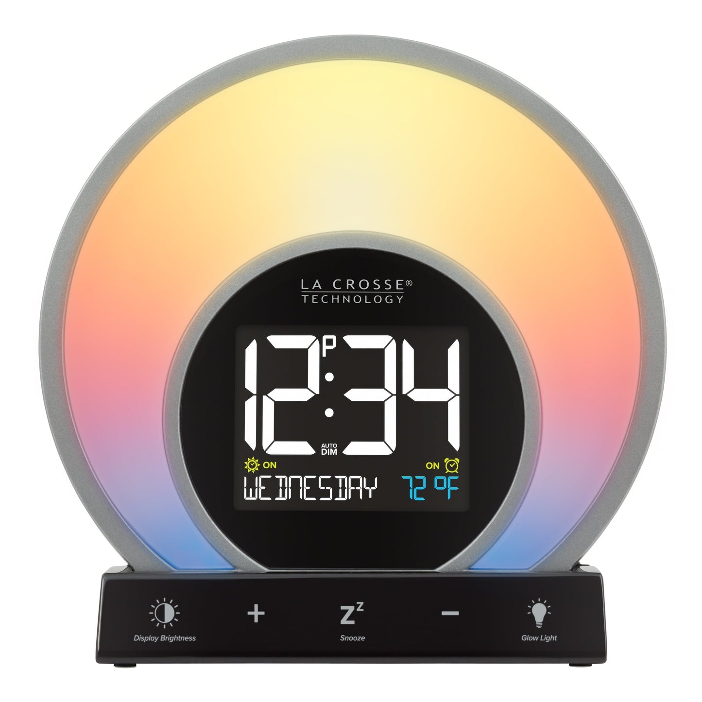 Sunrise Black LCD Alarm Clock with Temp. and USB Port