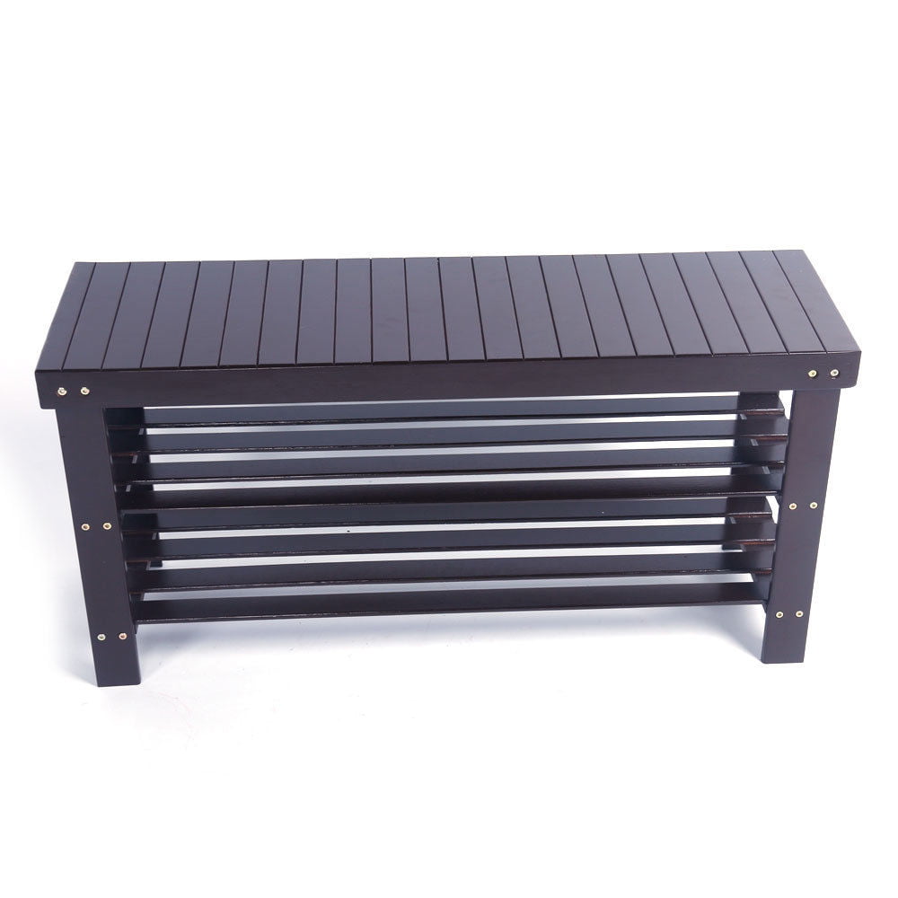 36" Solid Wood Shoe Bench 3 Tier