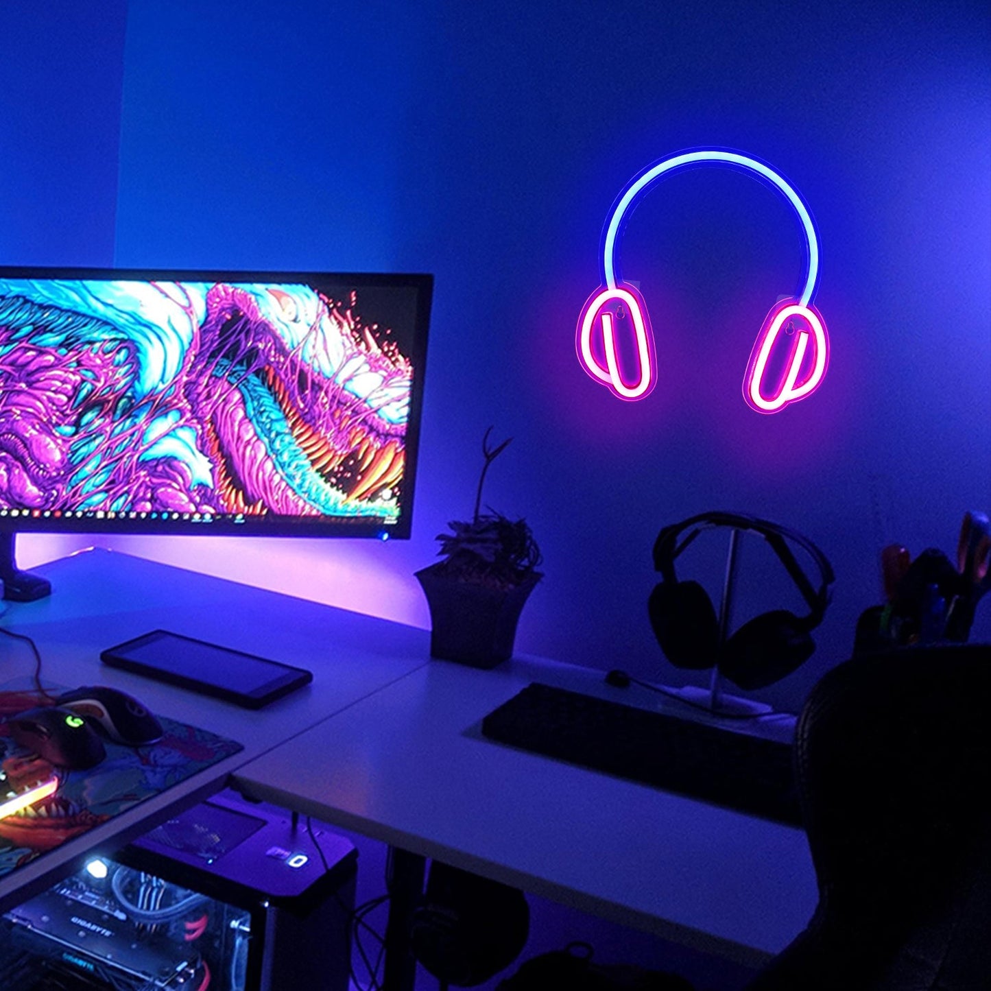 Earphone LED Neon Sign Light Decoration
