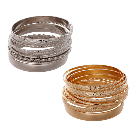 10 Piece Gold & Silver Bangle Bracelet Set for Women