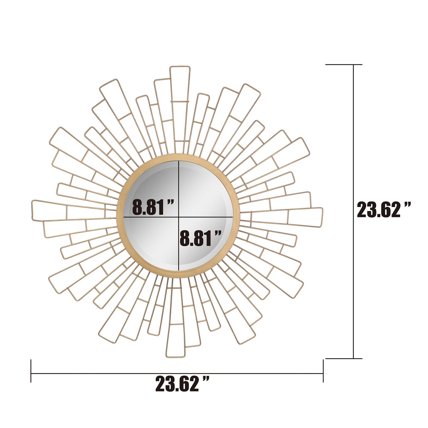 23.6" Traditional Metal Geometric Sunburst Wall Mirror