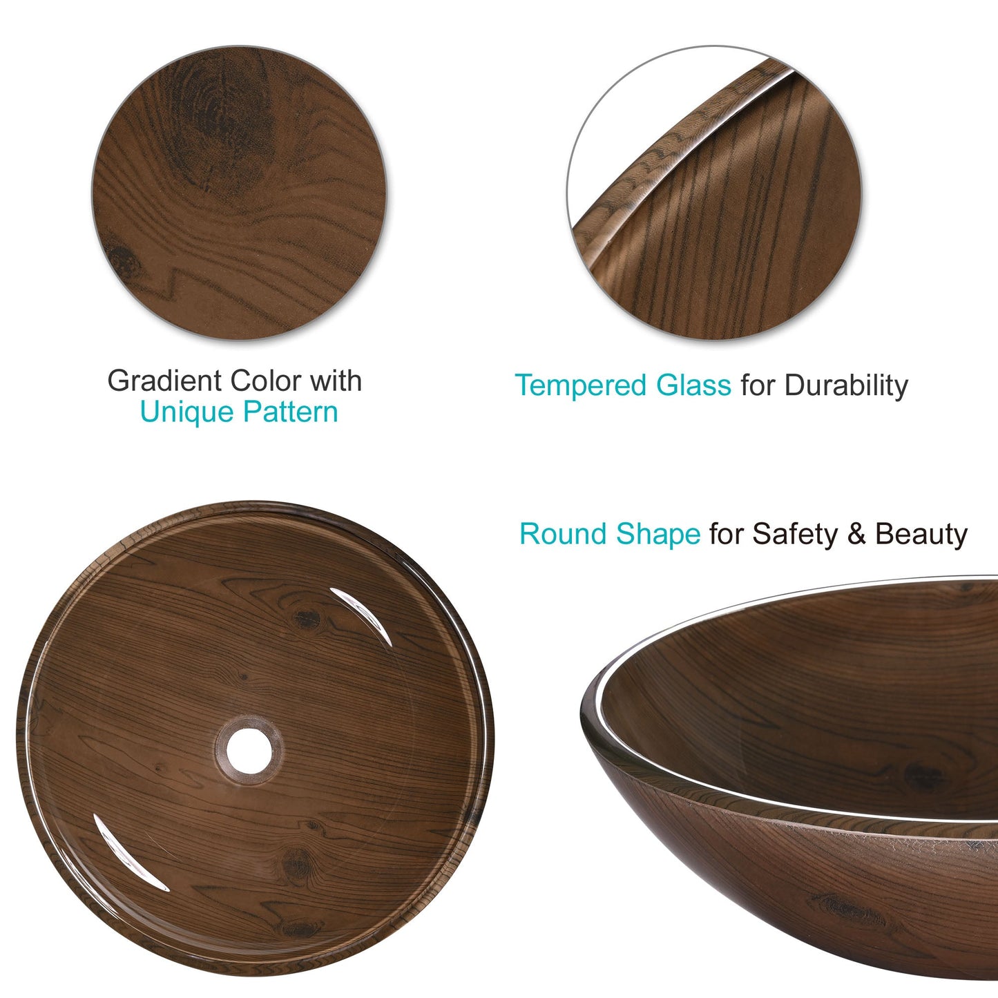 Bathroom Tempered Glass Round Vessel Sink