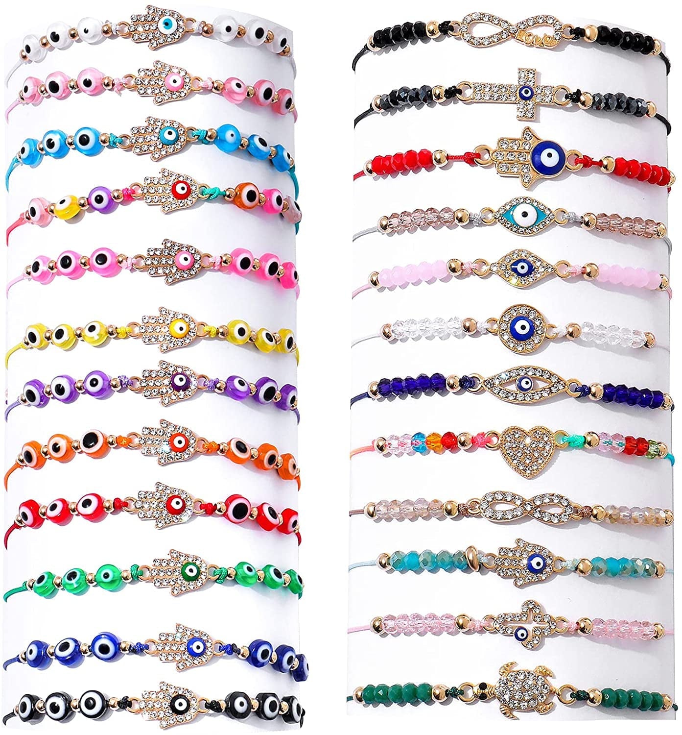24 Pcs Evil Eye Protection Gold Evil Eye Anklets Jewelry Bracelet Set