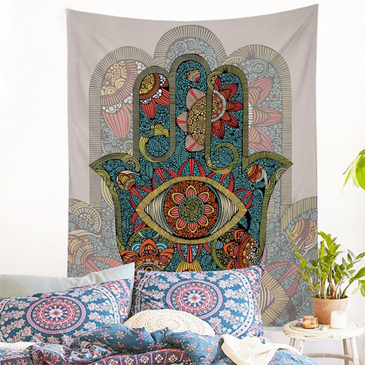 Hamsa Hand Medallion Evil Eye Tapestry for Home Decoration
