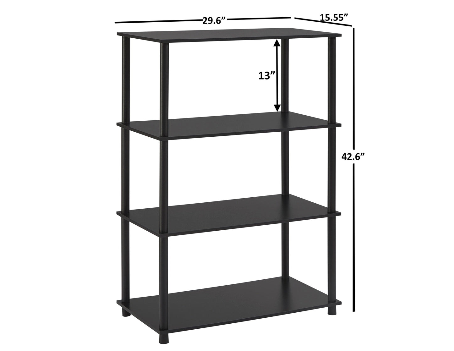 No Tools 4-Shelf Storage Bookshelf