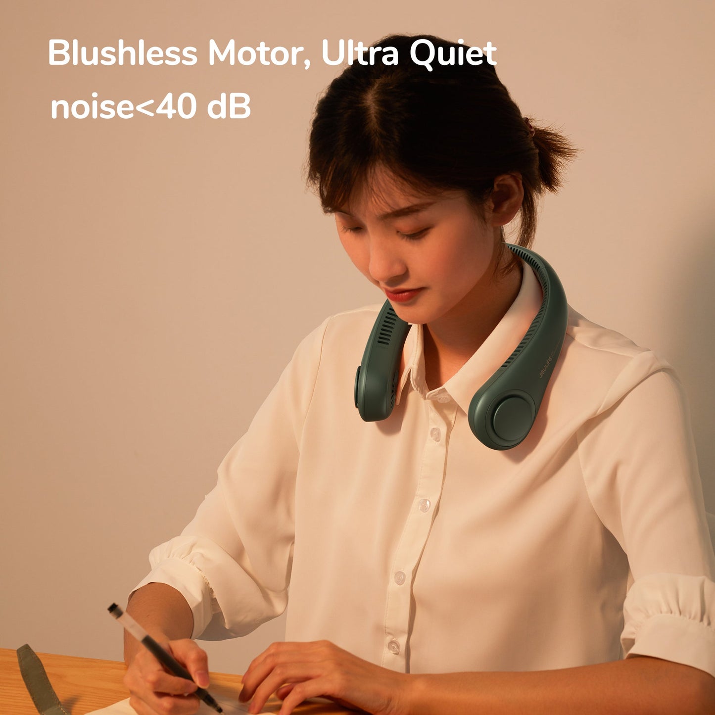 Portable Neck Fan, 4000 mAh Battery Powered Bladeless  w/ 3 Speeds