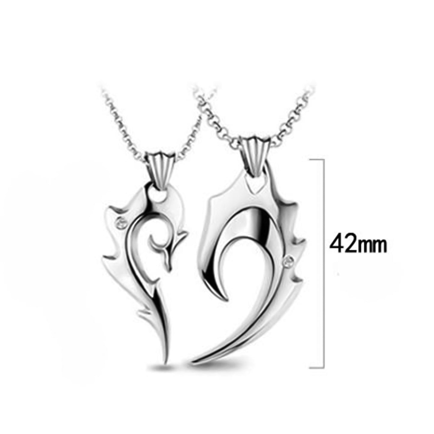 1 Pair Couple Necklace Heart Shape for Couples