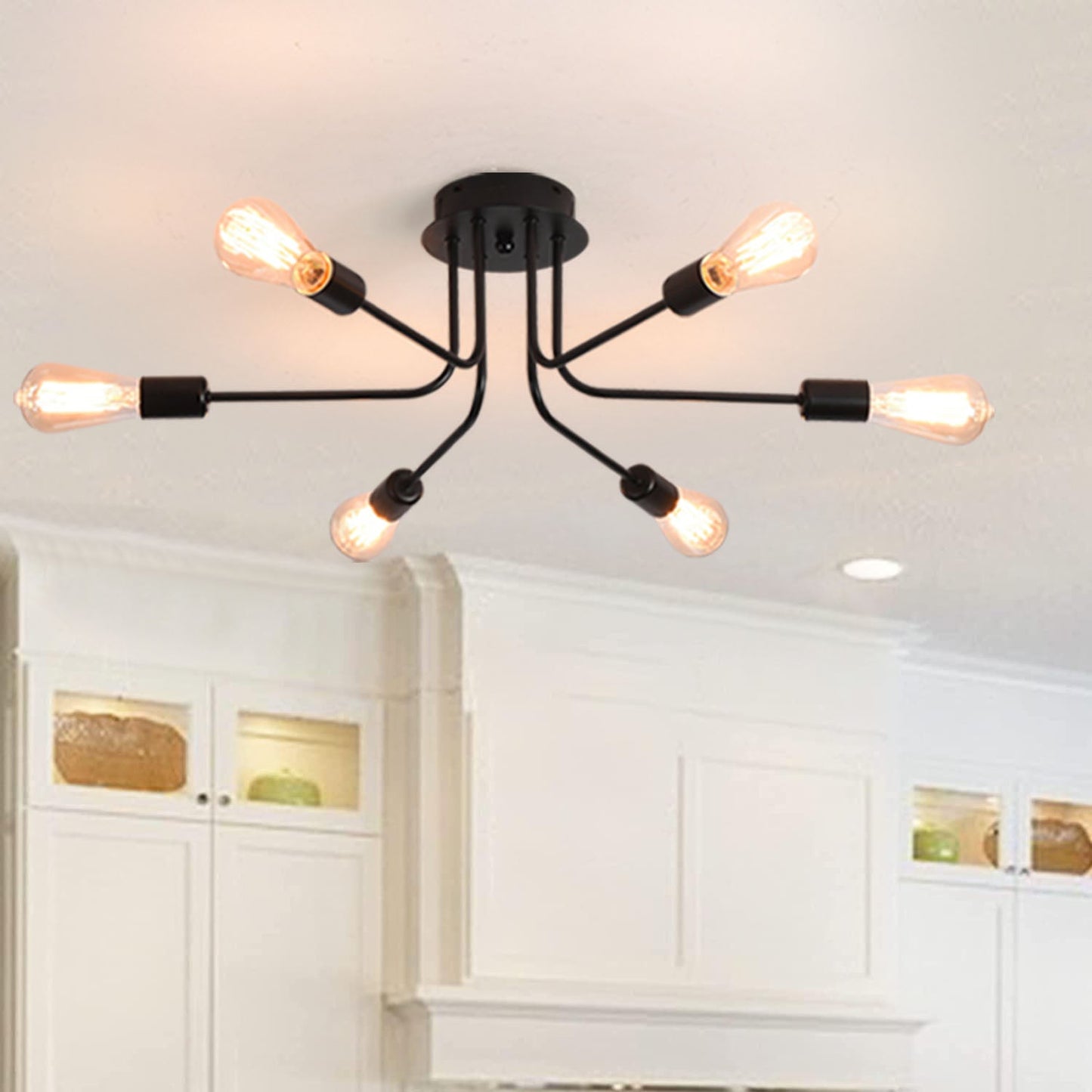 6-Light Semi Flush Sputnik Mount Ceiling Light Fixture