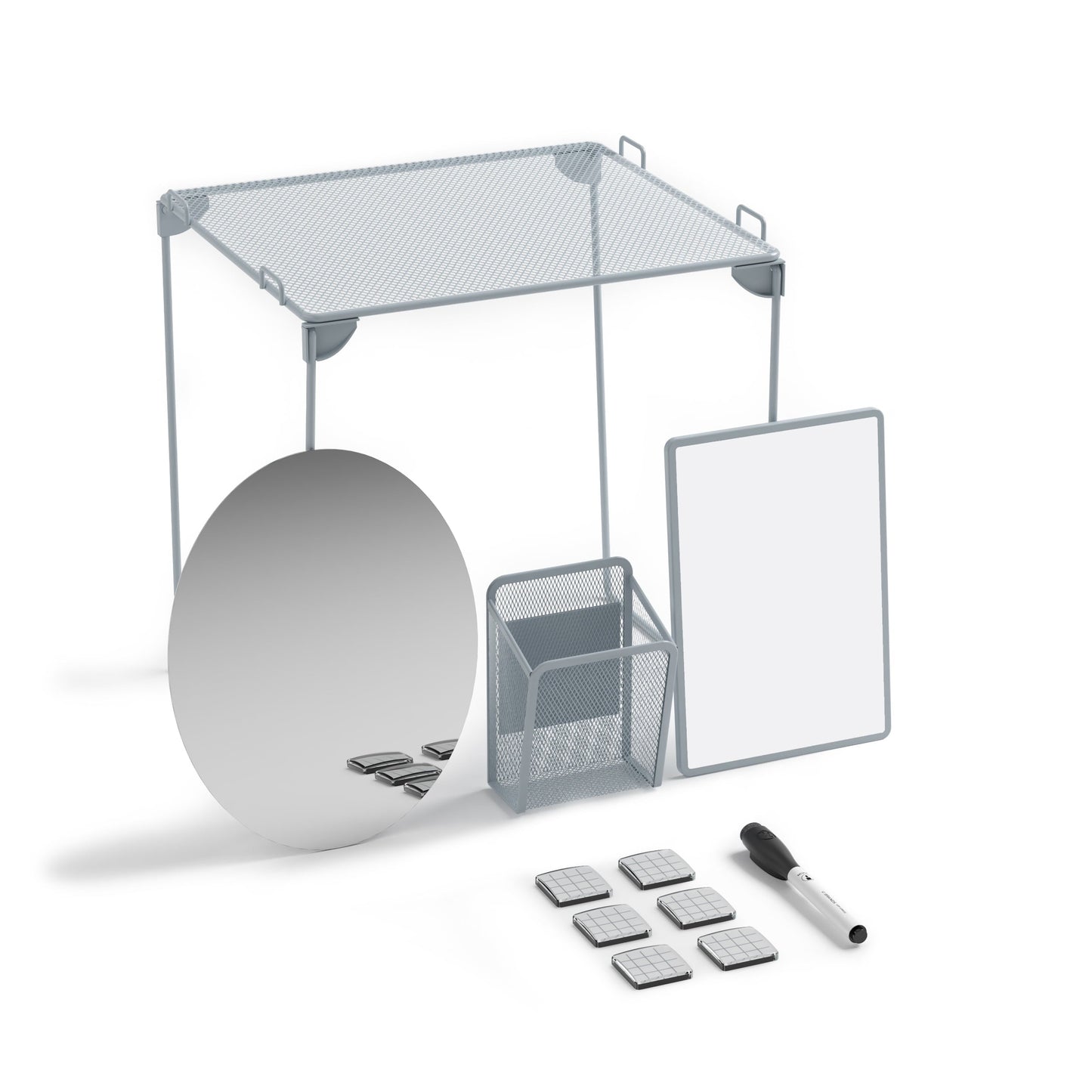 Locker Kit, 11 Piece Set, Shelf & Accessories, Gray