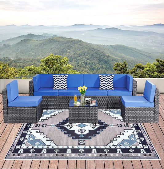 6'x9' Indoor Outdoor Plastic Straw Patio Rug