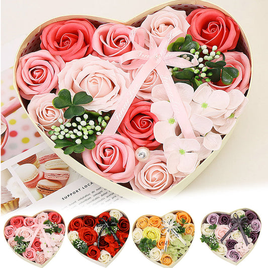 Preserved Rose Flowers Gift Set - Heart Shaped Box