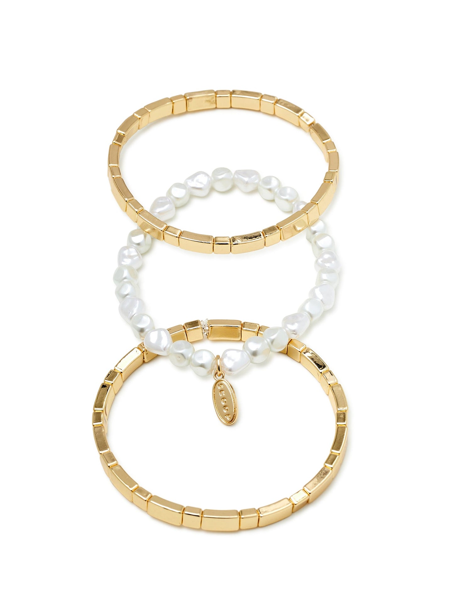 14K Gold Flash-Plated Stretch Bracelet for Women, 3-Piece Set