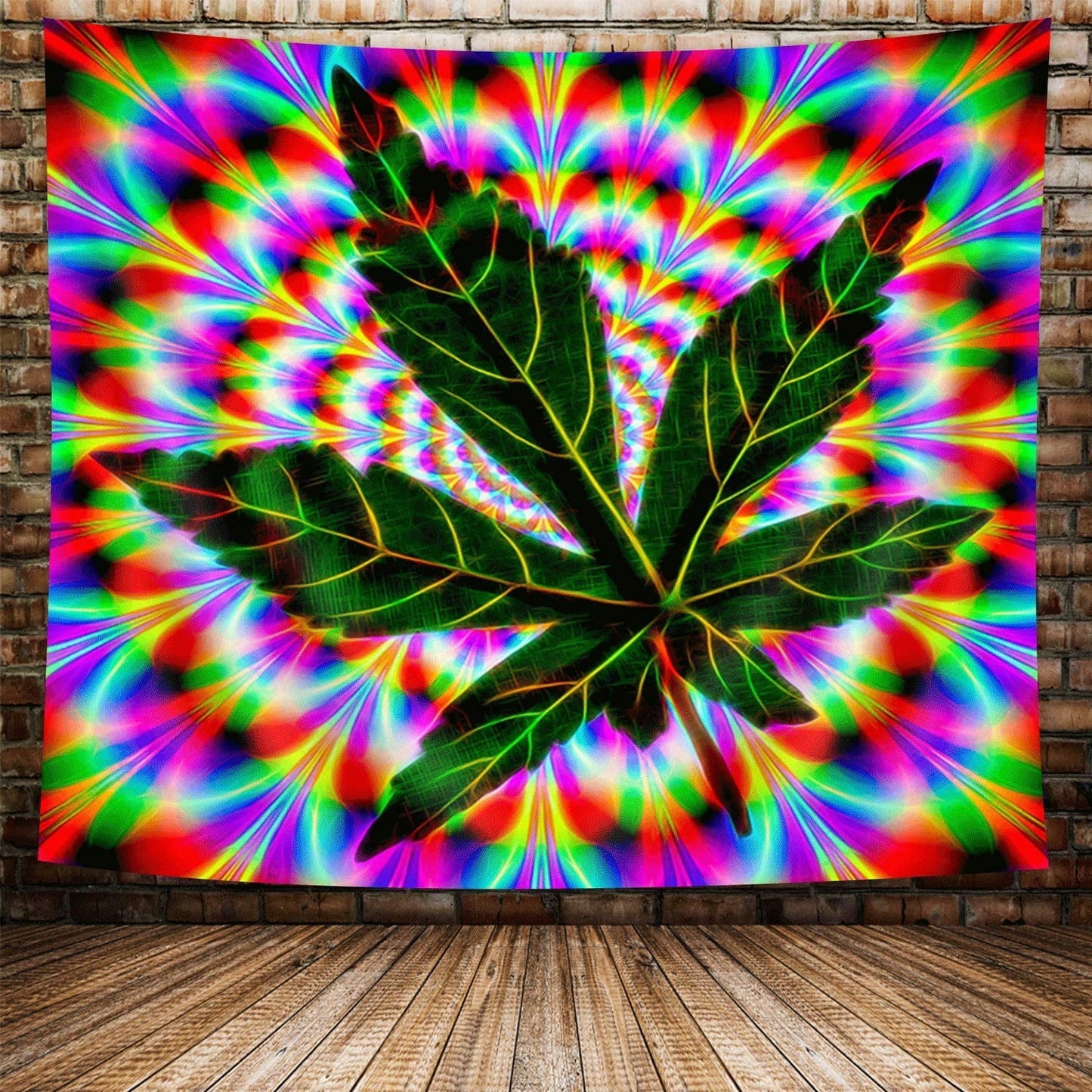 Psychedelic Leaf Tapestry Wall  Decoration 60x40"