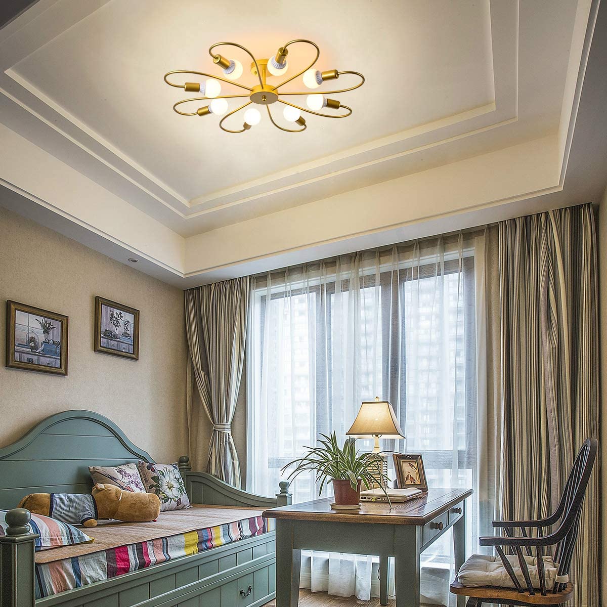 Modern 8-Light Ceiling Light Fixture Sputnik Chandelier