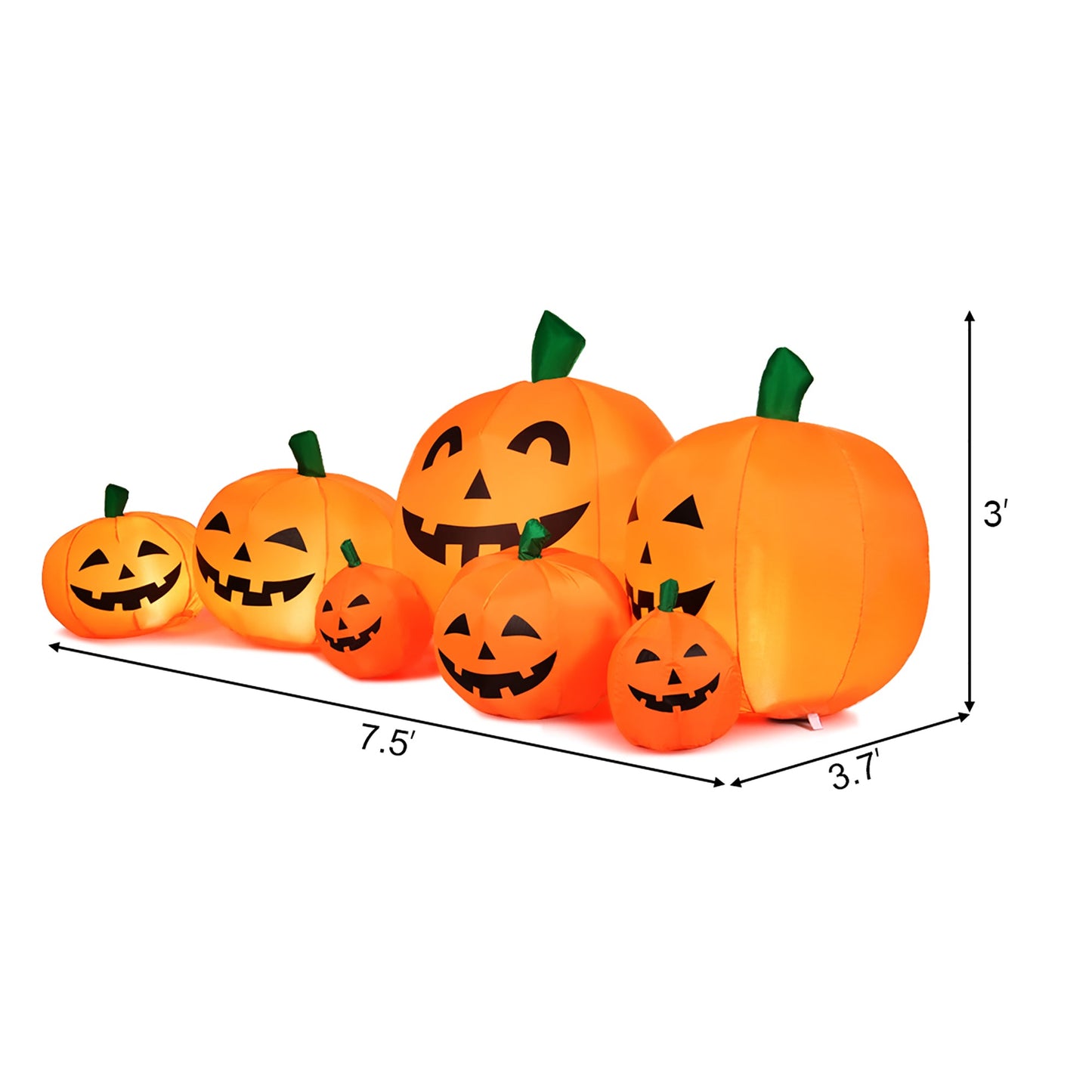 7.5" Pumpkins Patch Halloween Inflatable Decoration w/ LED