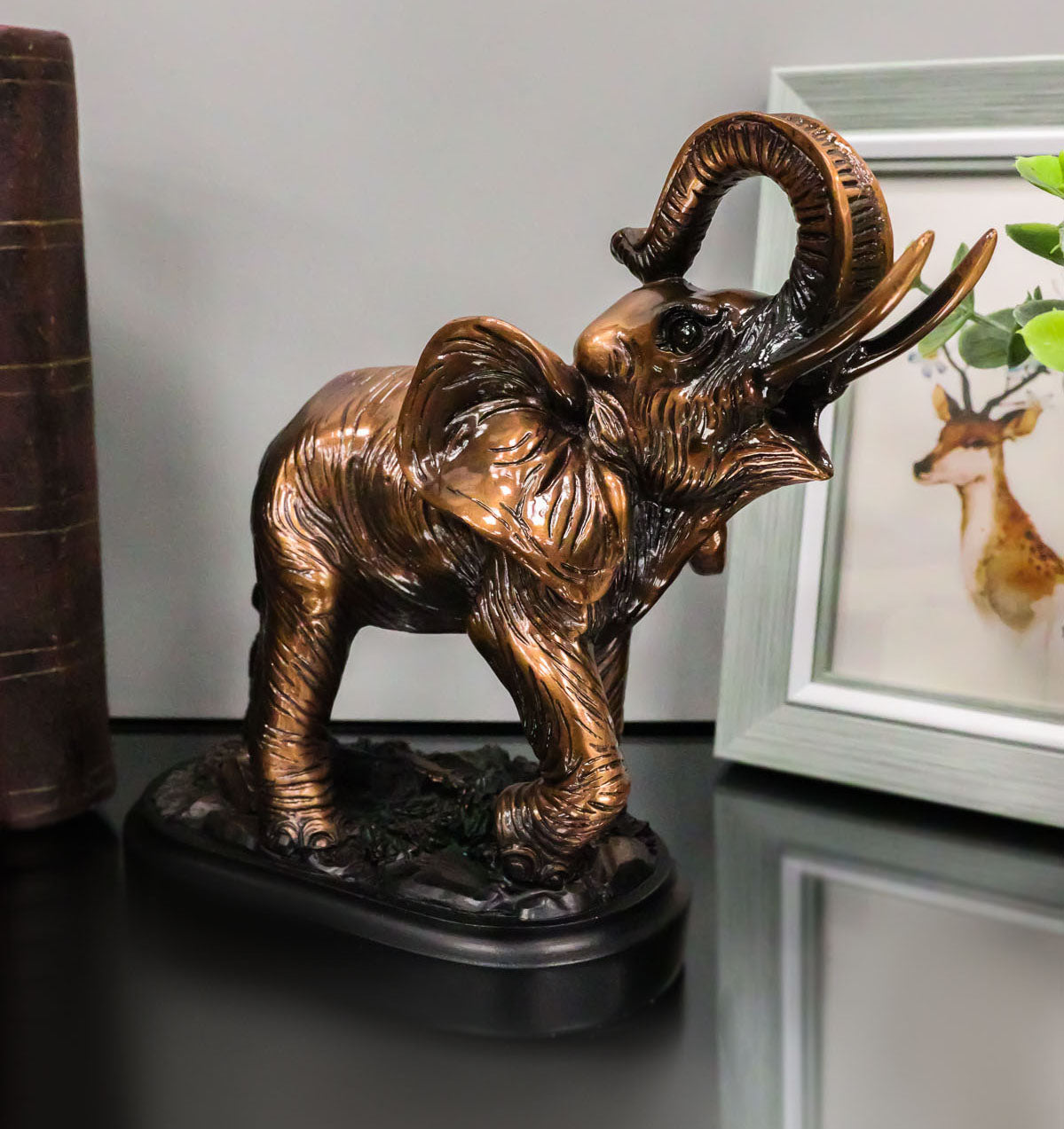 6.5"L Elephant On Trophy Base Figurine