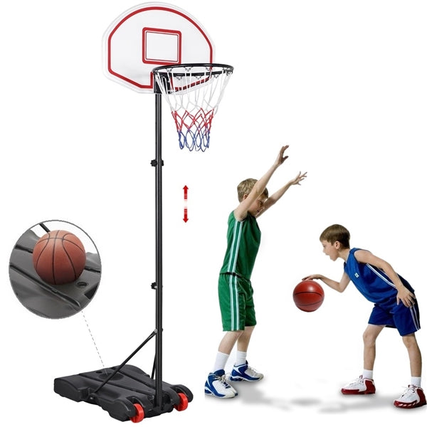 6.4-8.2 Ft. Height Adjustable Basketball Hoop System for Kids w/ Wheels