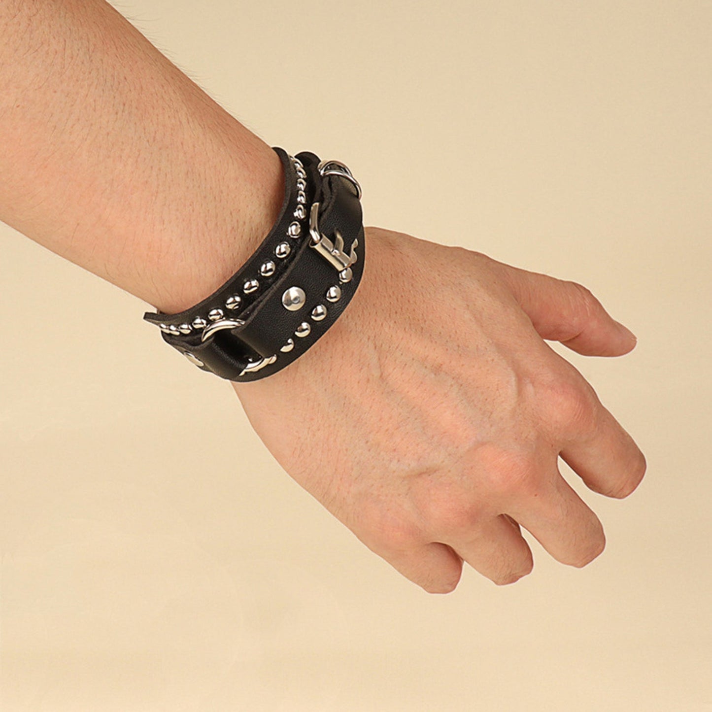 Punk Rock Cuff Wrap Leather Bracelet  for Men/Women