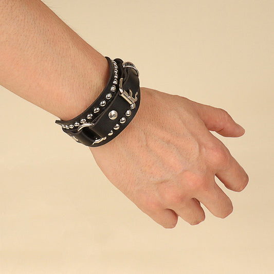 Punk Rock Cuff Wrap Leather Bracelet  for Men/Women
