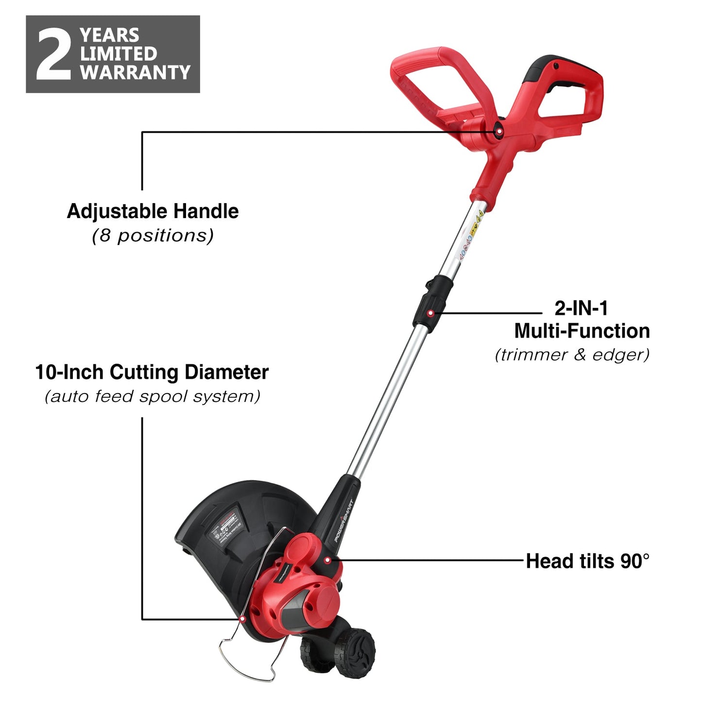 20V 10-inch Cordless String Trimmer, 2 Ah Battery & Charger Included