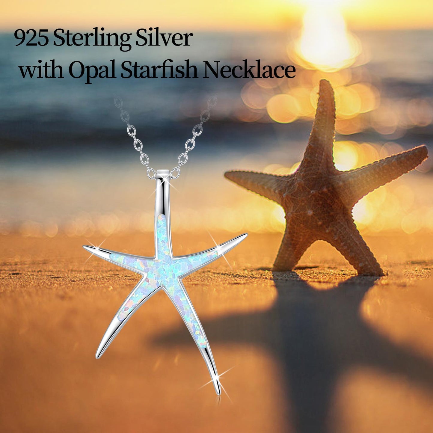 Opal Starfish Necklace Jewelry for Women