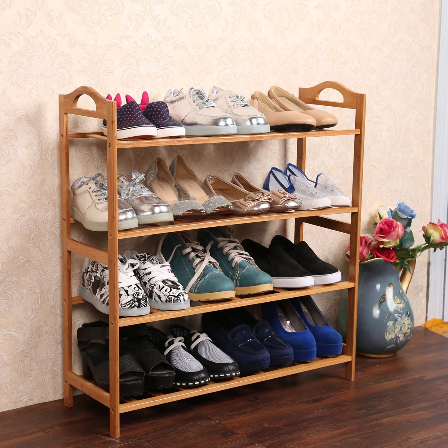Bamboo 4 Tier Shoes Organizer - Free Standing