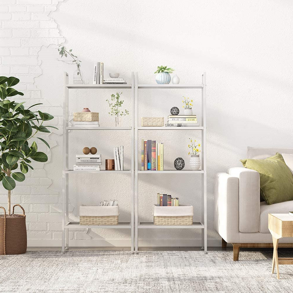 4 Tier Metal Leaning Ladder Shelf Bookcase