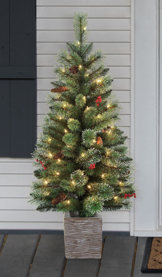 4ft  Ice Bead Christmas Pot Tree Clear Lights